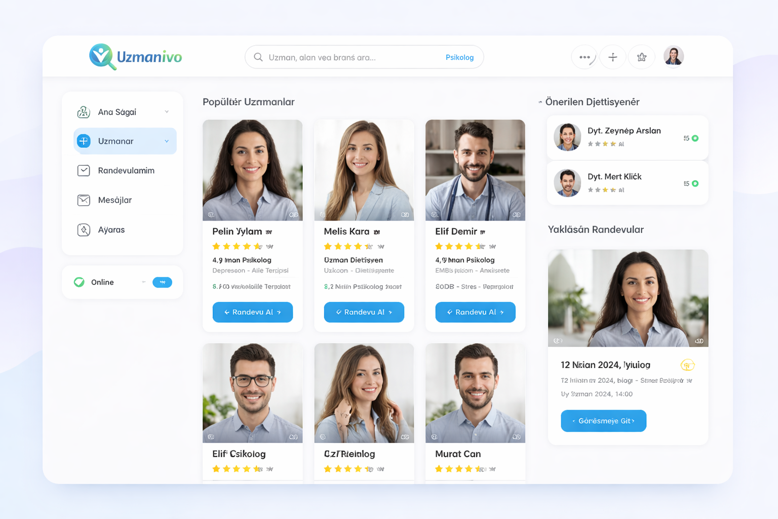 Uzmanivo – Uzman Platformu ve Randevu Sistemi