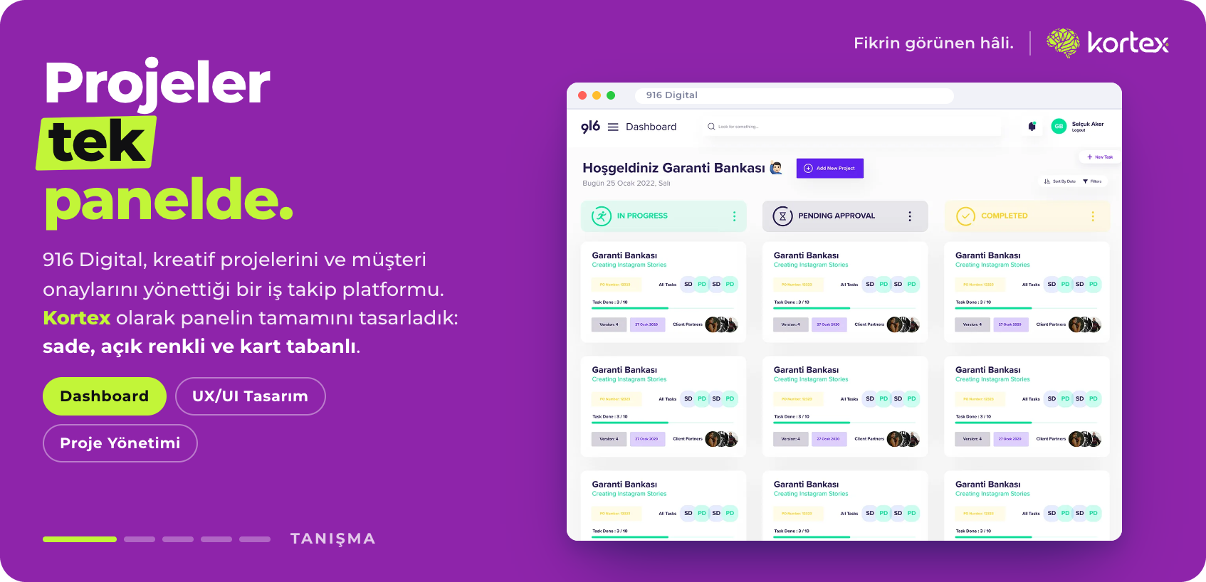 916 Digital | Kreatif Proje Yönetim Paneli Tasarımı
