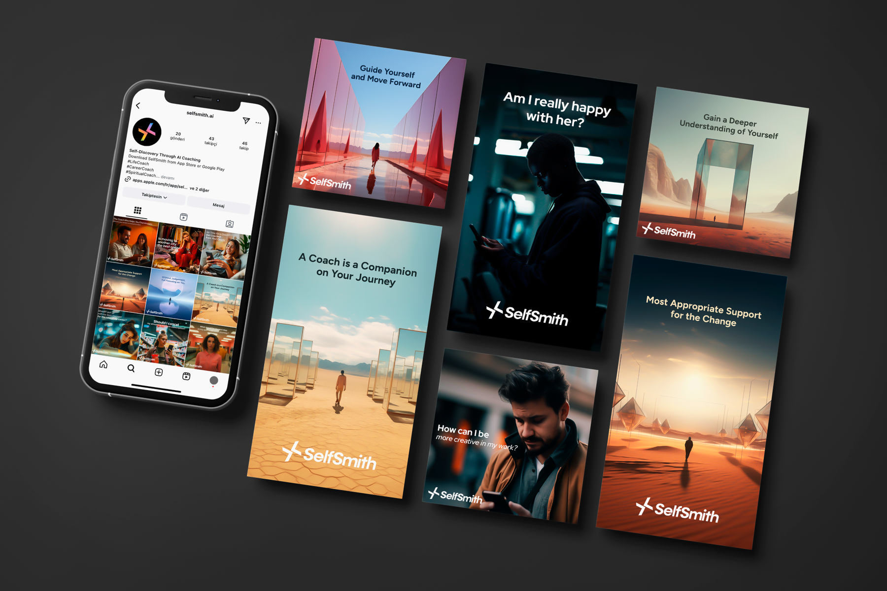 SelfSmith - Branding, Marka Materyalleri, Sosyal Medya Kreatifleri ve Mobil App UX/UI Tasarımı