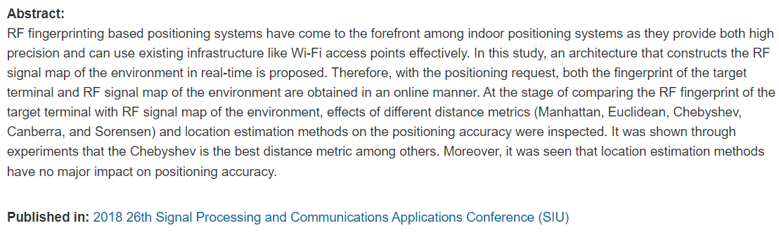 Kapalı Alanlarda Wi-Fi tabanlı Konumlandırma Sistemi