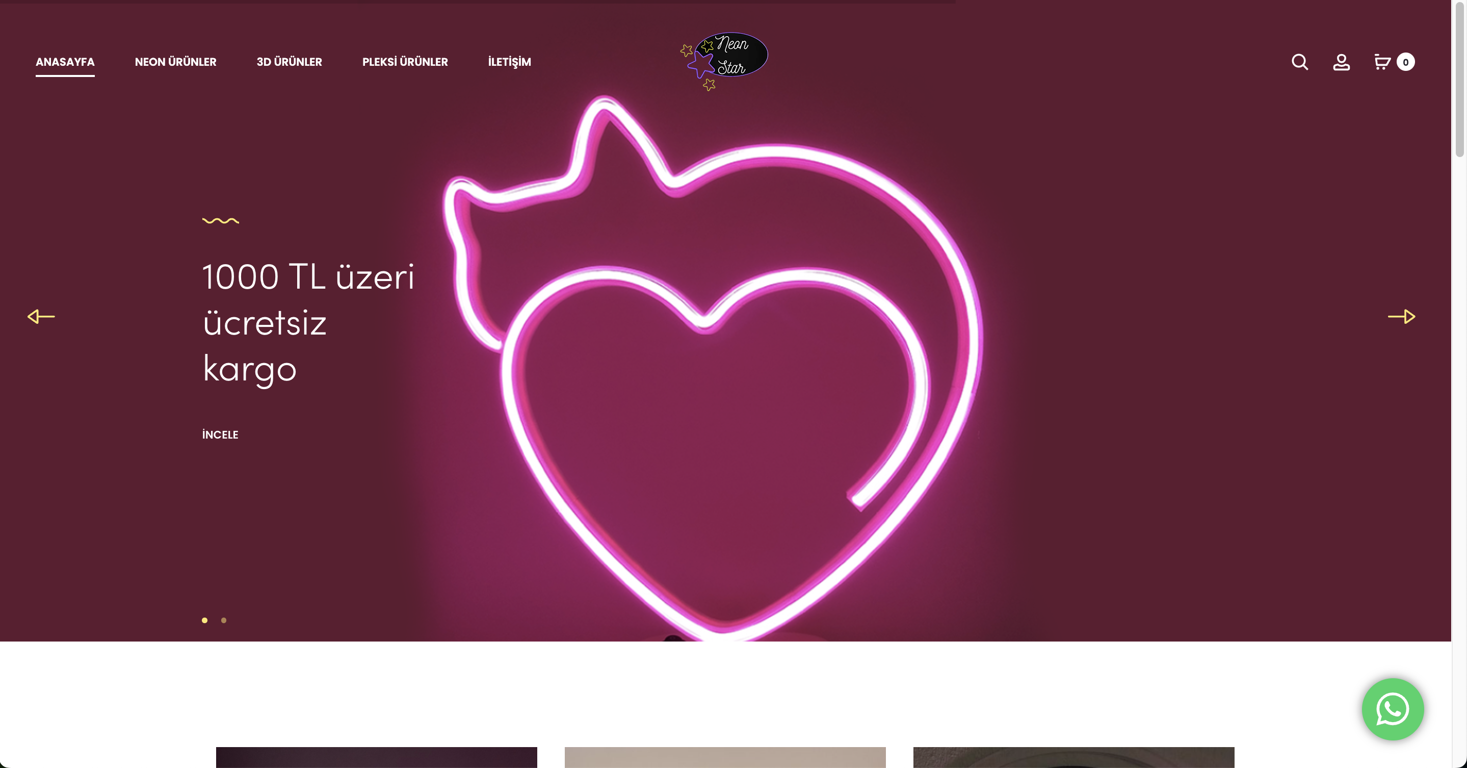 Neon ve 3D Dekoratif Ürünler İçin E-Ticaret Web Sitesi Geliştirme