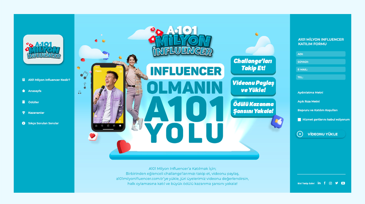 A101 Influencer Projesi - Mikro Web Sitesi Tasarımı