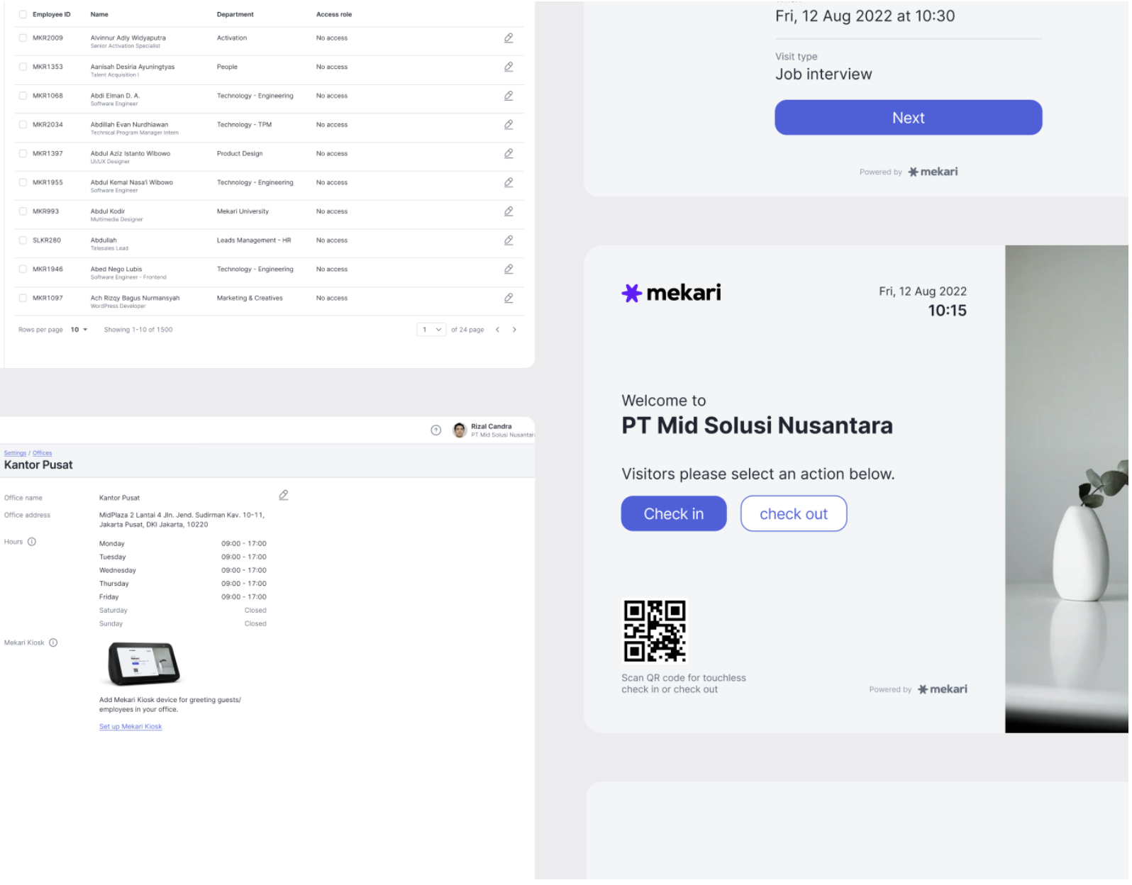 Mekari Frontdesk – Tablet Tabanlı Ziyaretçi Yönetim Sistemi (SaaS)