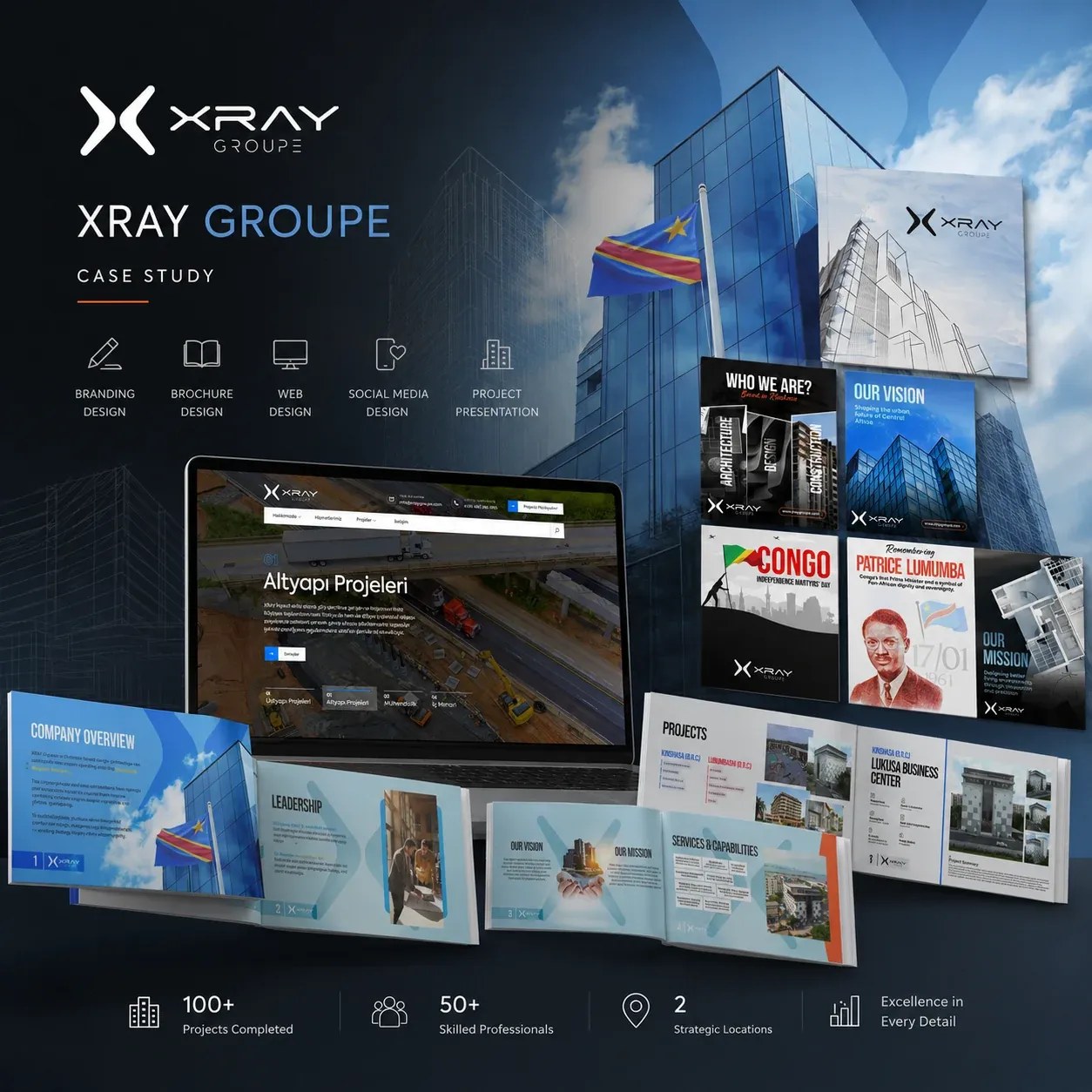 Xray Groupe – İnşaat & Mühendislik Firması için Web Sitesi, Sosyal Medya & Katalog