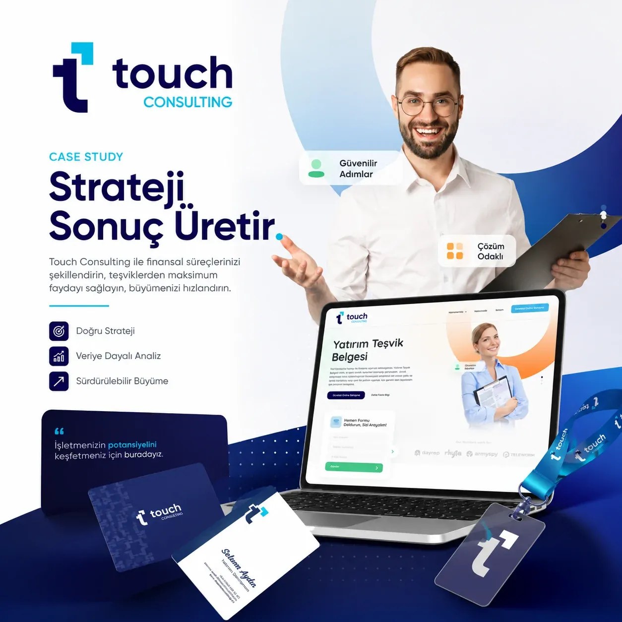 Touch Consulting – Teşvik Danışmanlığı için Marka Kimliği, Web Sitesi & Sosyal Medya