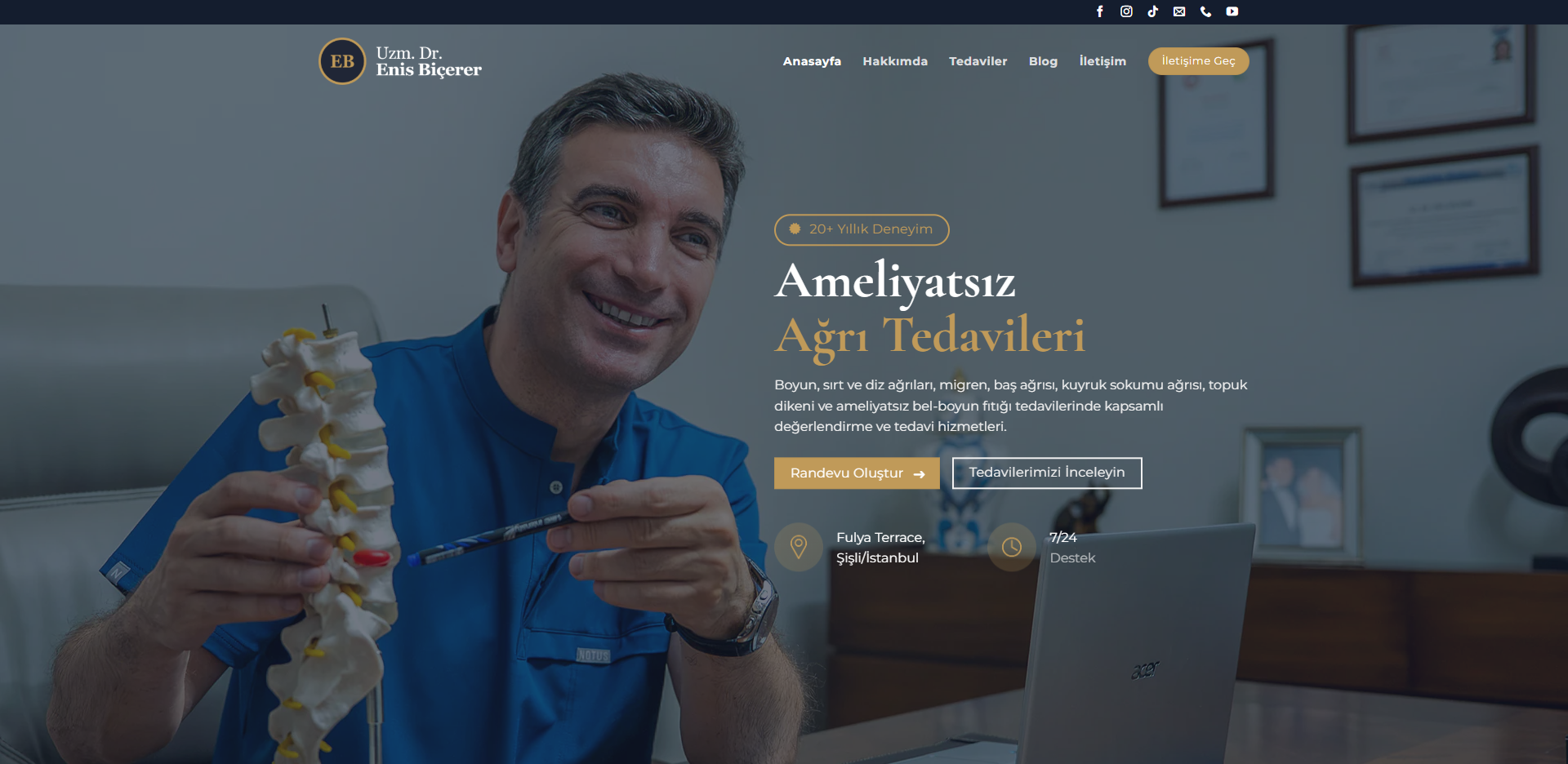Uzm. Dr. Enis Biçerer Web Sitesi Tasarımı