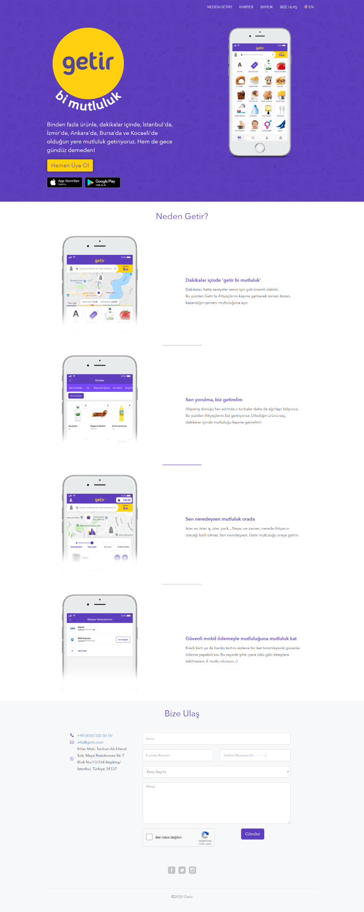 getir web sitesi tasarımı