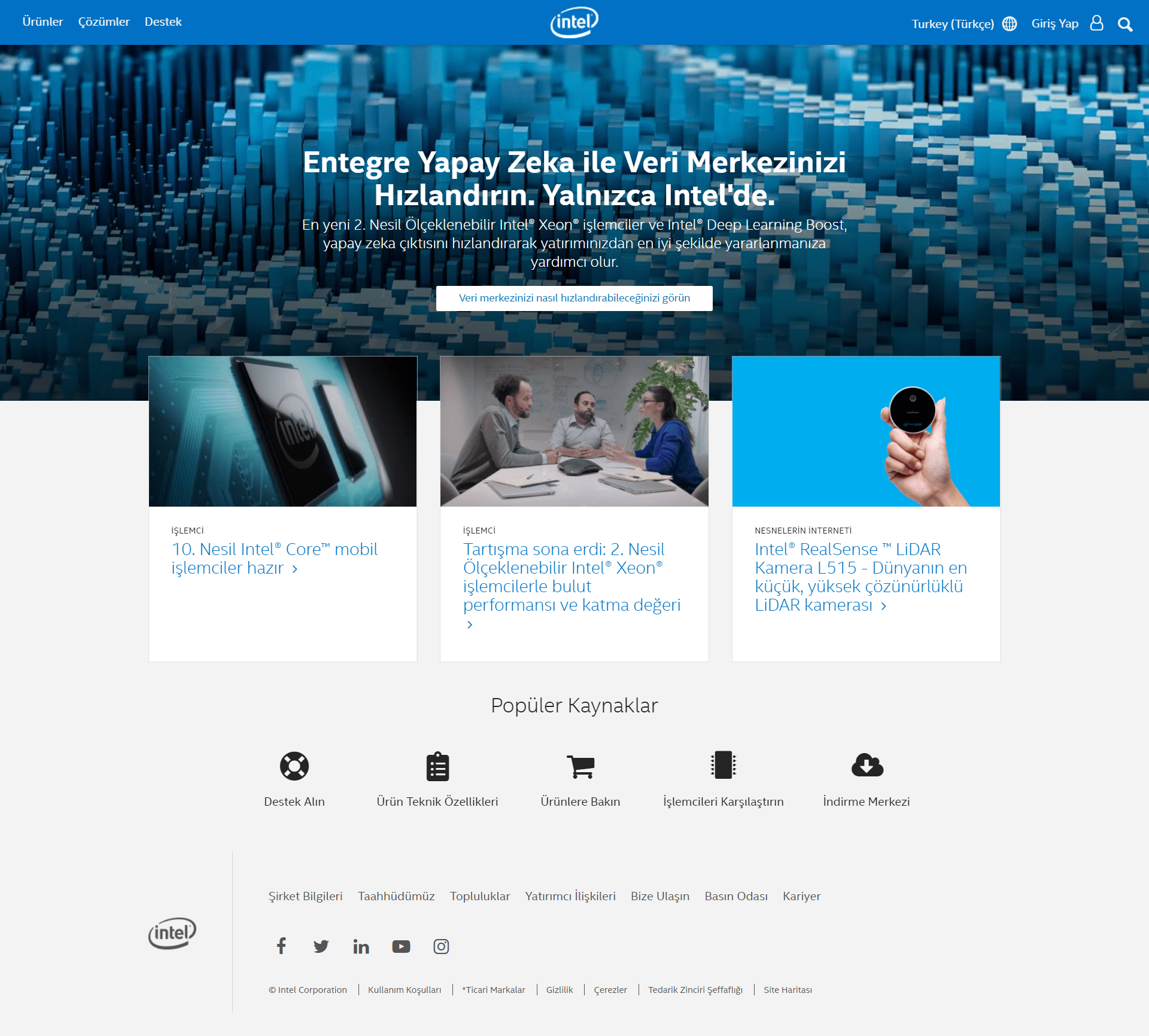 intel web sitesi tasarımı