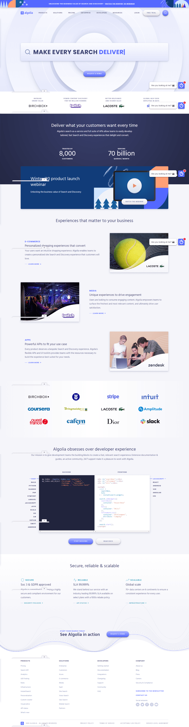 algolia web sitesi tasarımı