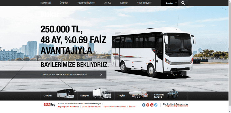otokar web sitesi tasarımı