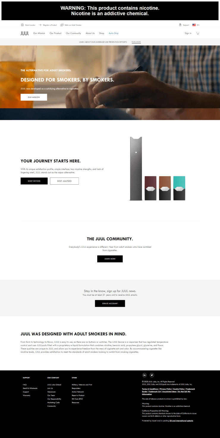 juul web sitesi tasarımı