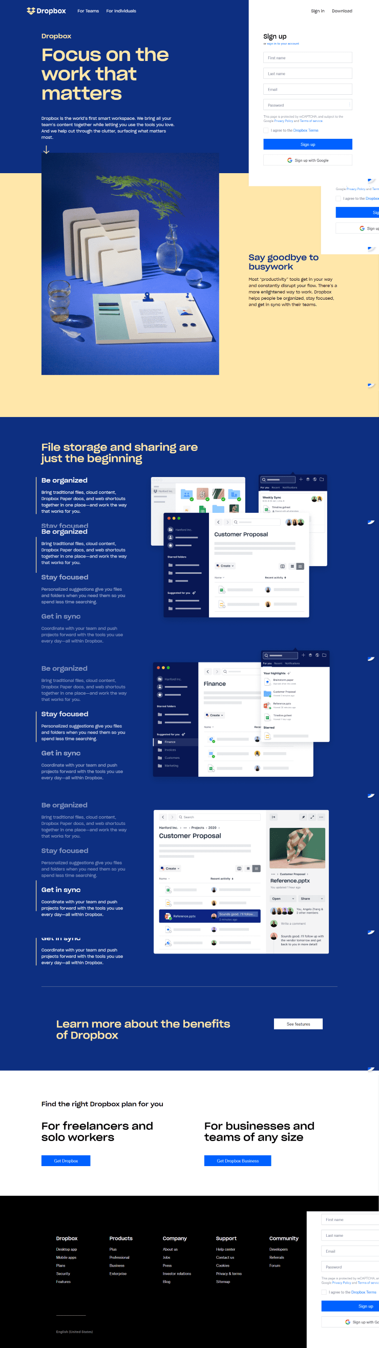 dropbox web sitesi tasarımı
