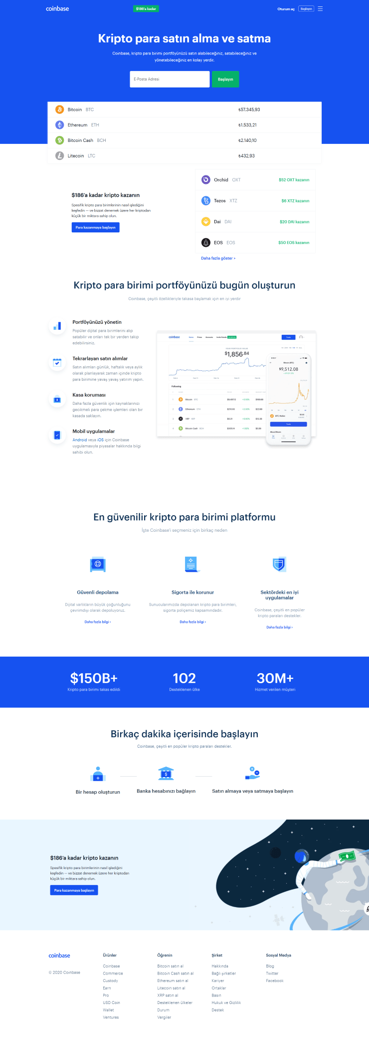 coinbase web sitesi tasarımı