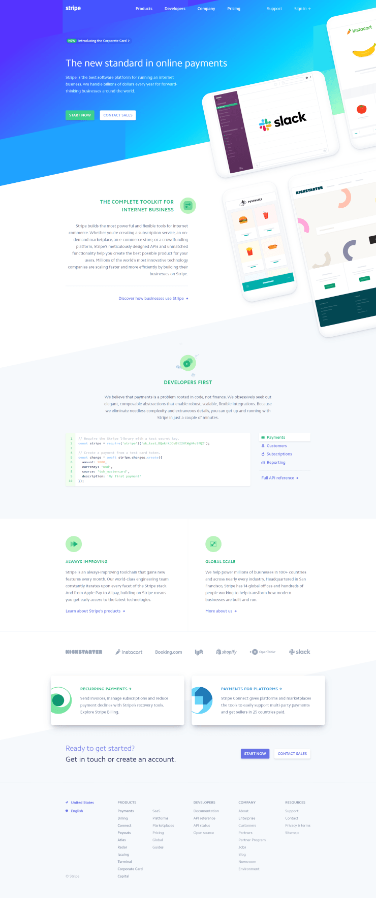 stripe web sitesi tasarımı