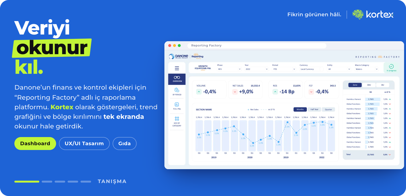 Danone | Reporting Factory Finansal Raporlama Paneli Tasarımı